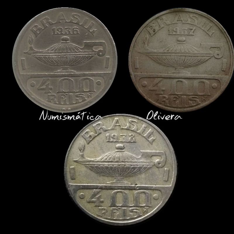 Lote com a série completa 400 réis Brasileiros Ilustres Oswaldo Cruz 1936/37/38.