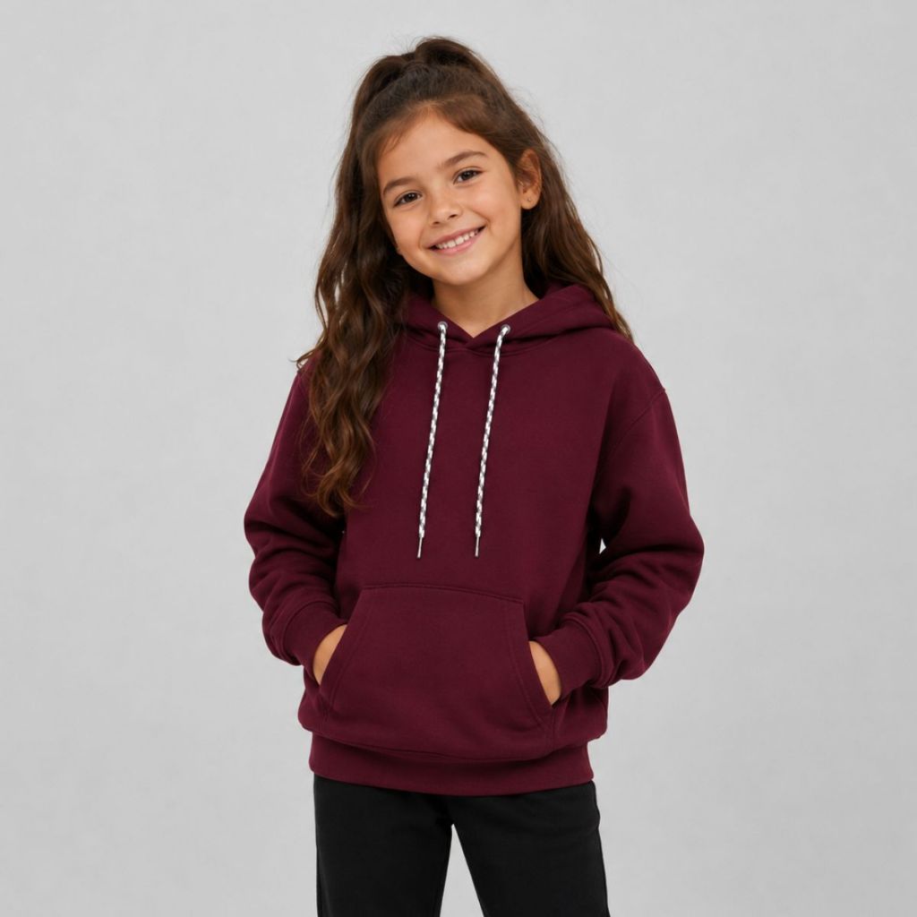 Blusa Moletom Canguru com Capuz Liso Unissex Infantil Juvenil