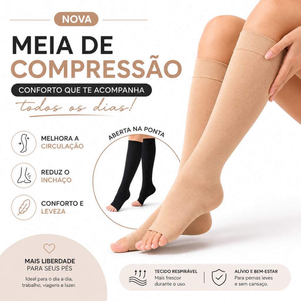 Meias De Compressão Alta Pressão Varizes De Dedo Do Pé Aberto Sem Ponteira Mulheres e Homens Vasos Inchaço Gestante