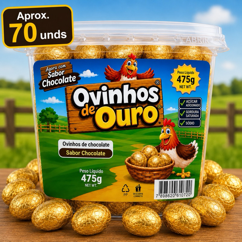 Ovinhos De Ouro Chocolate Ki Kakau 475g Festas Saquinho Surpresa 70 Unidades