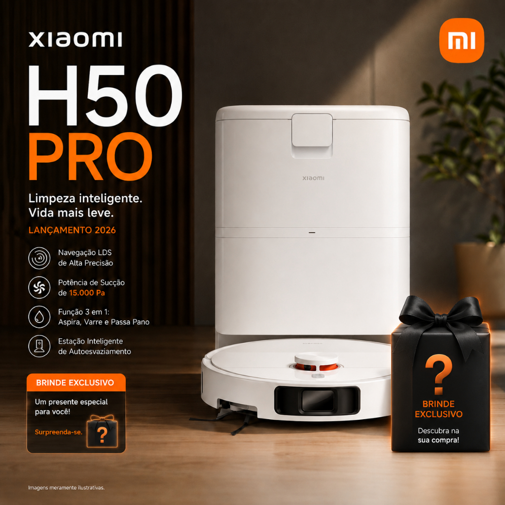 Robô Aspirador Xiaomi H50 Pro 15.000PA Potência e Inteligência para uma Limpeza Completa