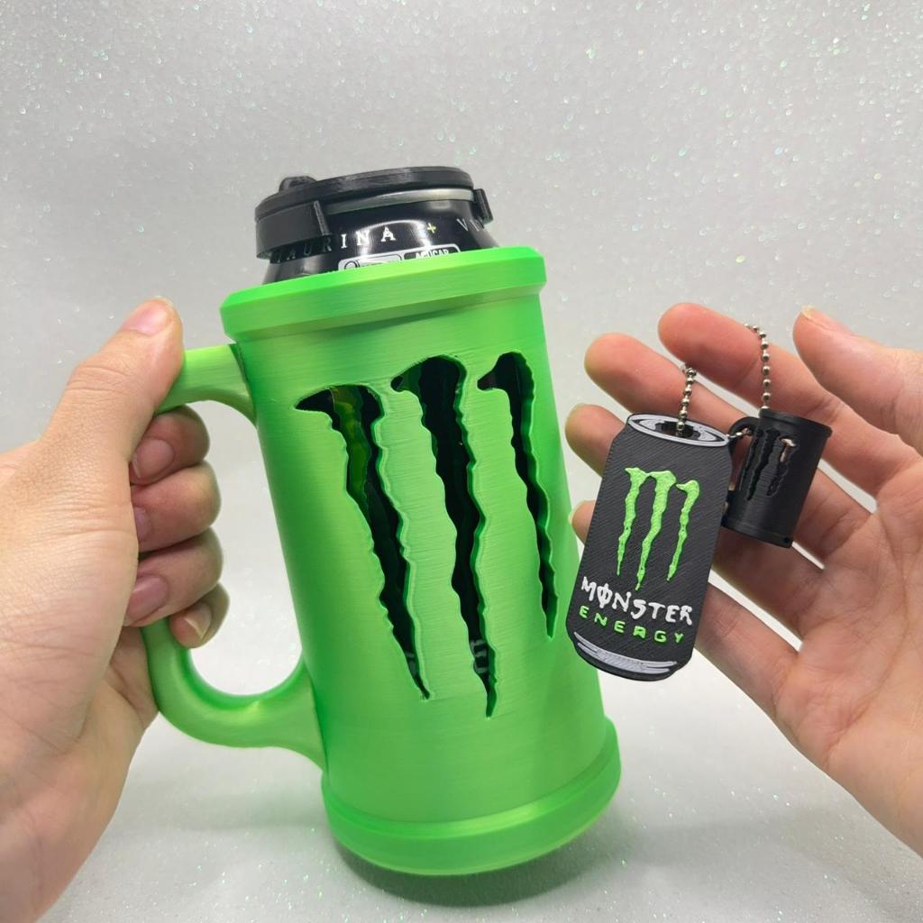 Porta Lata Monster 473ml + Abridor + Tampa + Mini Copinho Decorativo (Não acompanha Lata de Bebida)