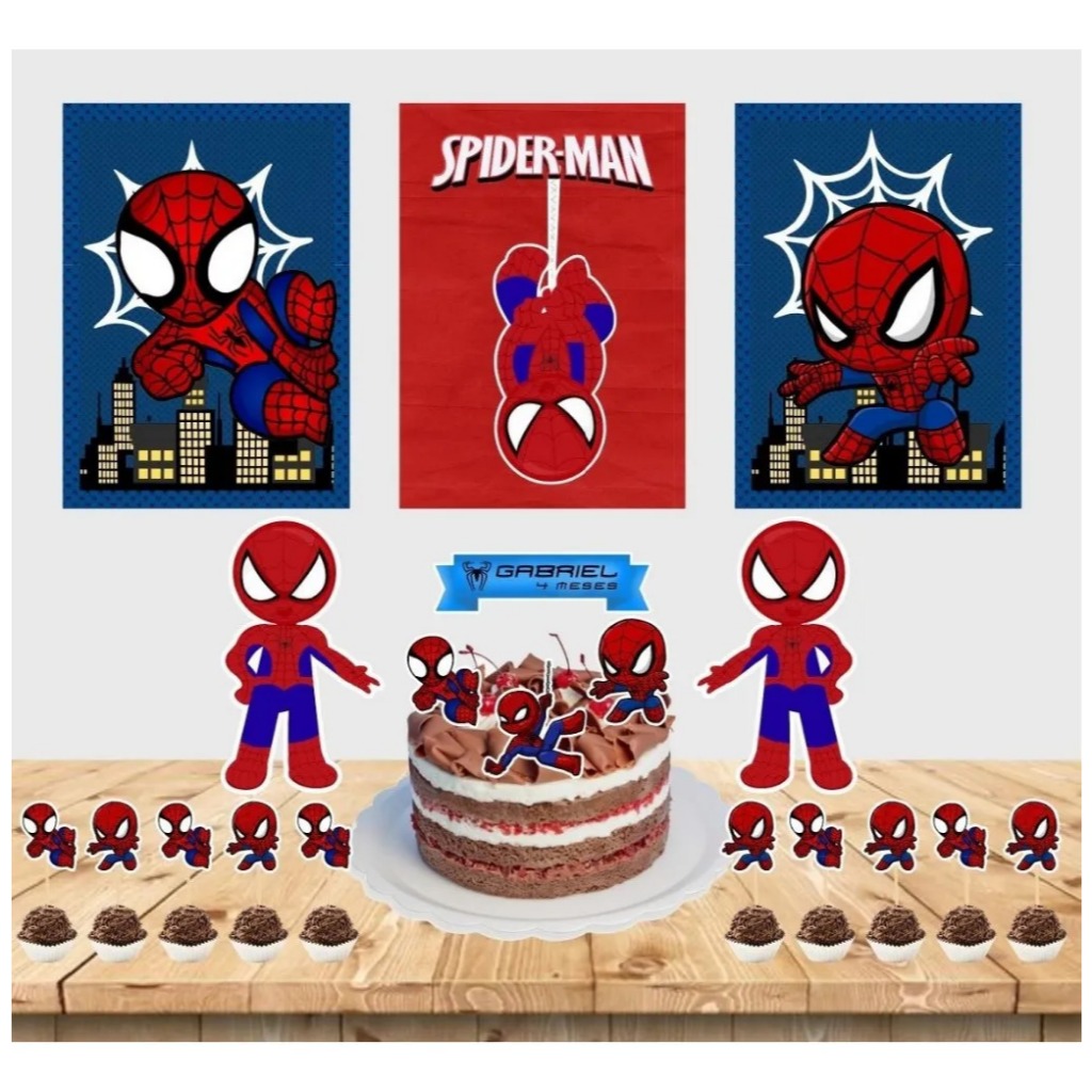 Kit festa em casa personalizado fazemos todos os temas Homem Aranha Baby