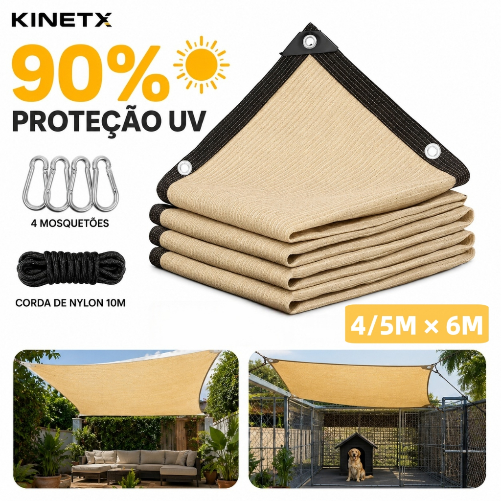 Tela Sombreamento Cobrir Garagem Piscina 4m*5m/5m*6m Sombrite 90% Com Llhos Metálicos Proteção UV e Instalação Rápida
