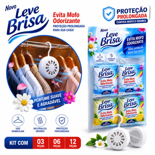 KIT C/ 01 / 03 / 06 ou 12 Leve Brisa Anti Mofo Armário Guarda Roupa Neutraliza Odores