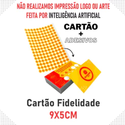Cartão Fidelidade Personalizado + 300 Adesivos Personalizados Fidelidade FRETE BRILHO E VERSO FOSCO