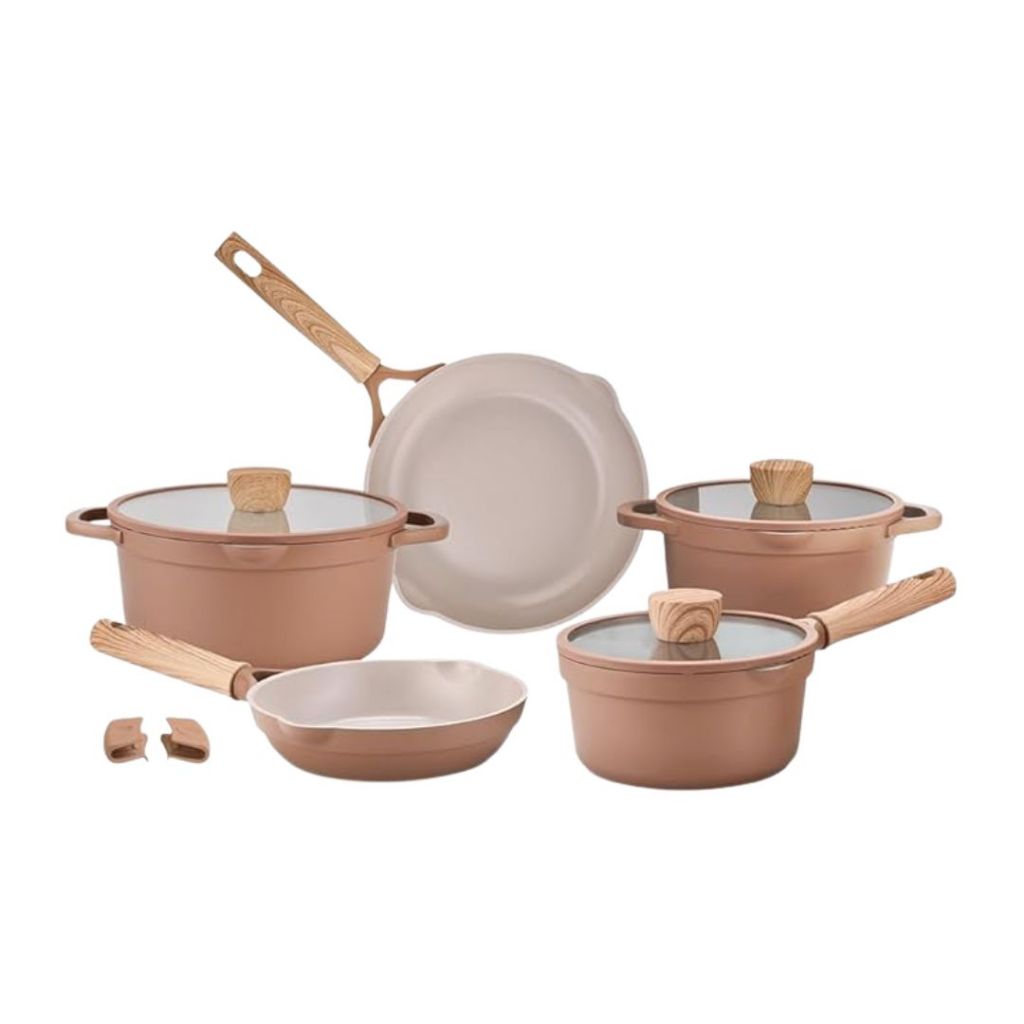 Jogo de Panelas 5 Peças Indução Fogão Gás Duna Terracota Antiaderente Brinox