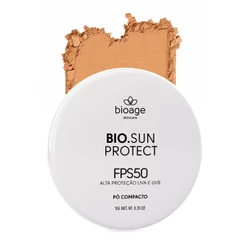 Pó Compacto Protetor Solar BioAge Bio SunProtect FPS 50 Efeito Mate Anti Oleosidade Base em Pó Tom 2 Bege 10g