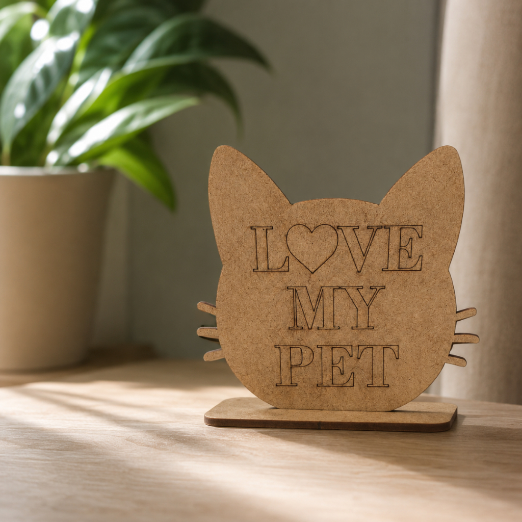 Plaquinha Gato MDF Decorativa Love My Pet — imagem 2 de 2
