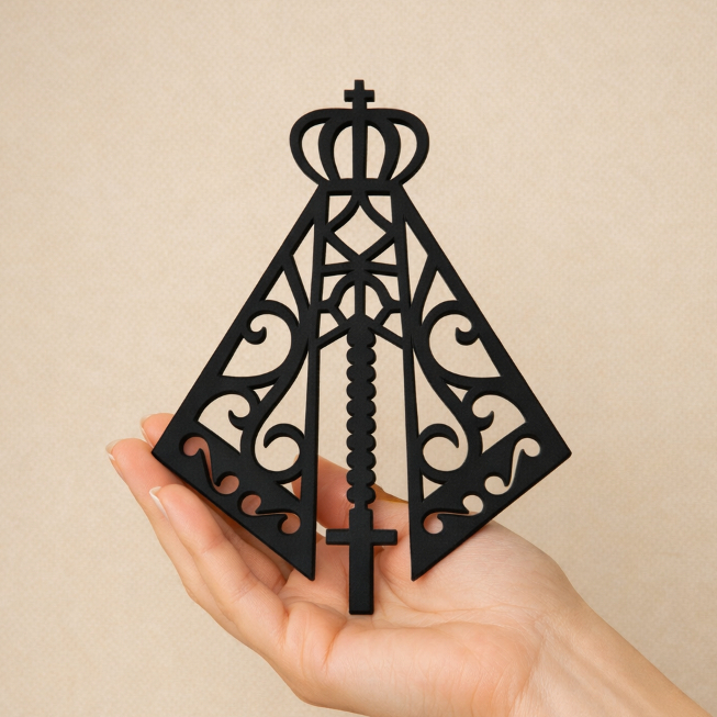 Imagem Sacra Nossa Senhora Aparecida em MDF 3mm | Arte Religiosa Pintada à Mão