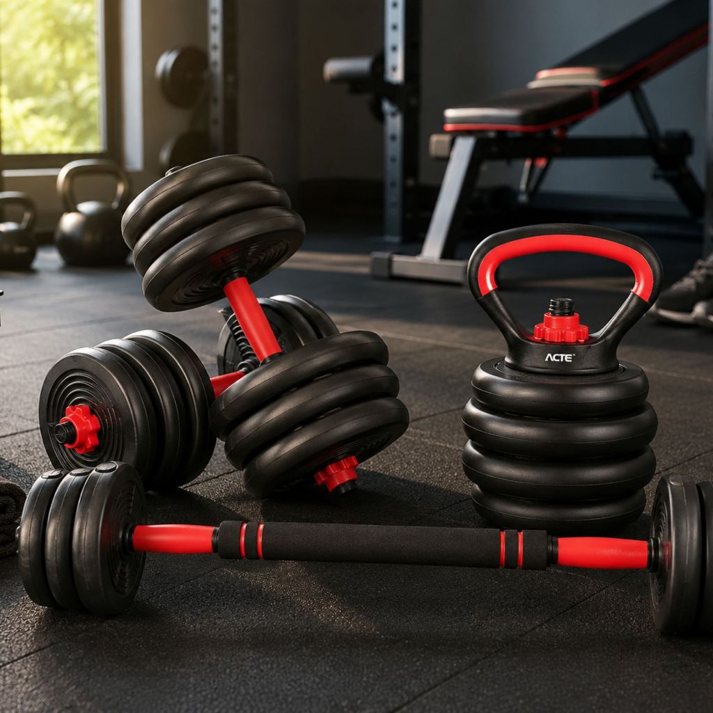 Kit De Halteres 40kg Ajustável 6 Em 1 Com Barra Anilha Peso Musculação Academia Treino Multifuncional Nautika Halter Ntk