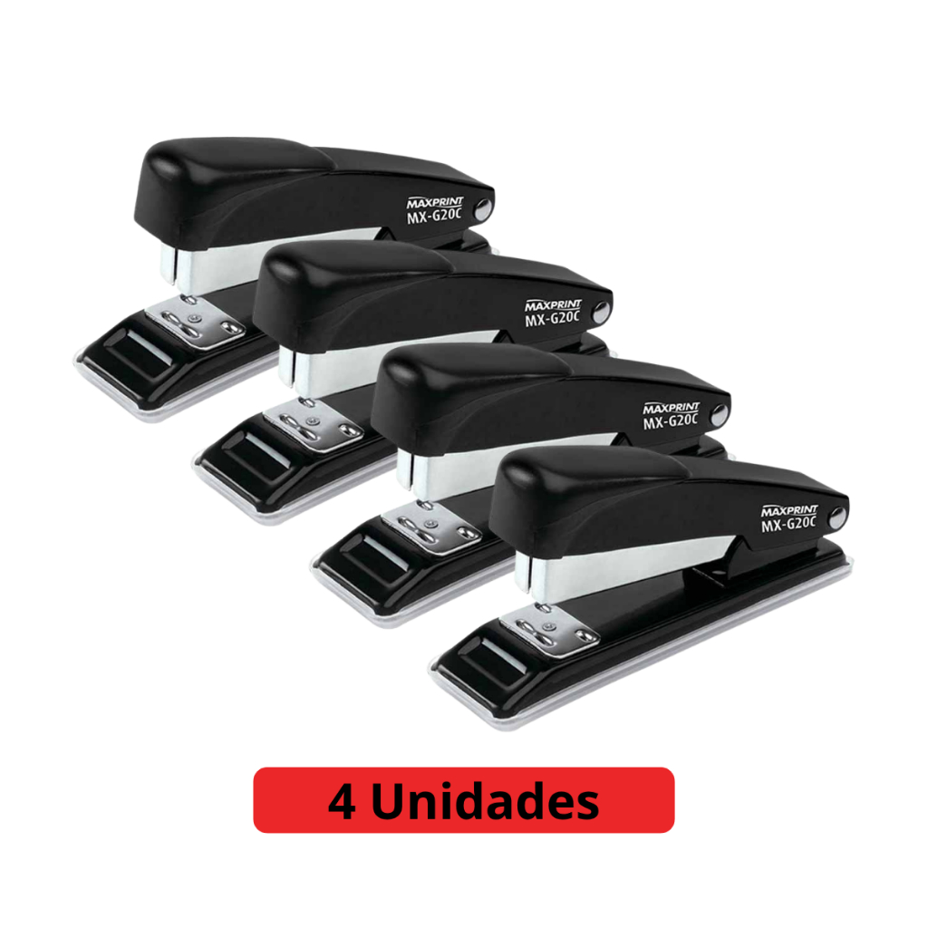 Kit 4 Grampeador Metal 20 Folhas MX-G20C 714465 Maxprint