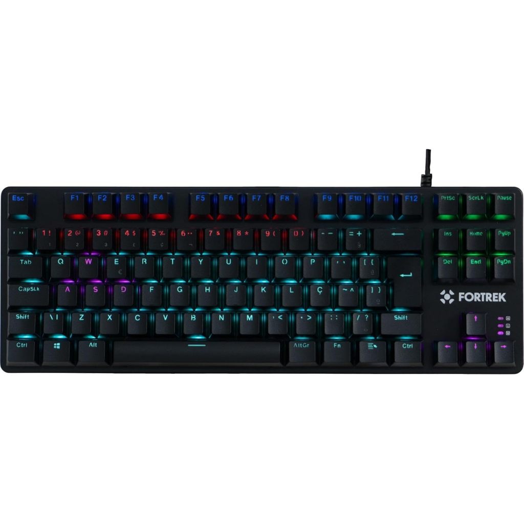 Teclado Gamer Mecânico Black Hawk Compact Rainbow Fortrek