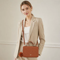 Bolsa De Couro De Ombro Com Chaveiro Pompom Feminino PU Vintage