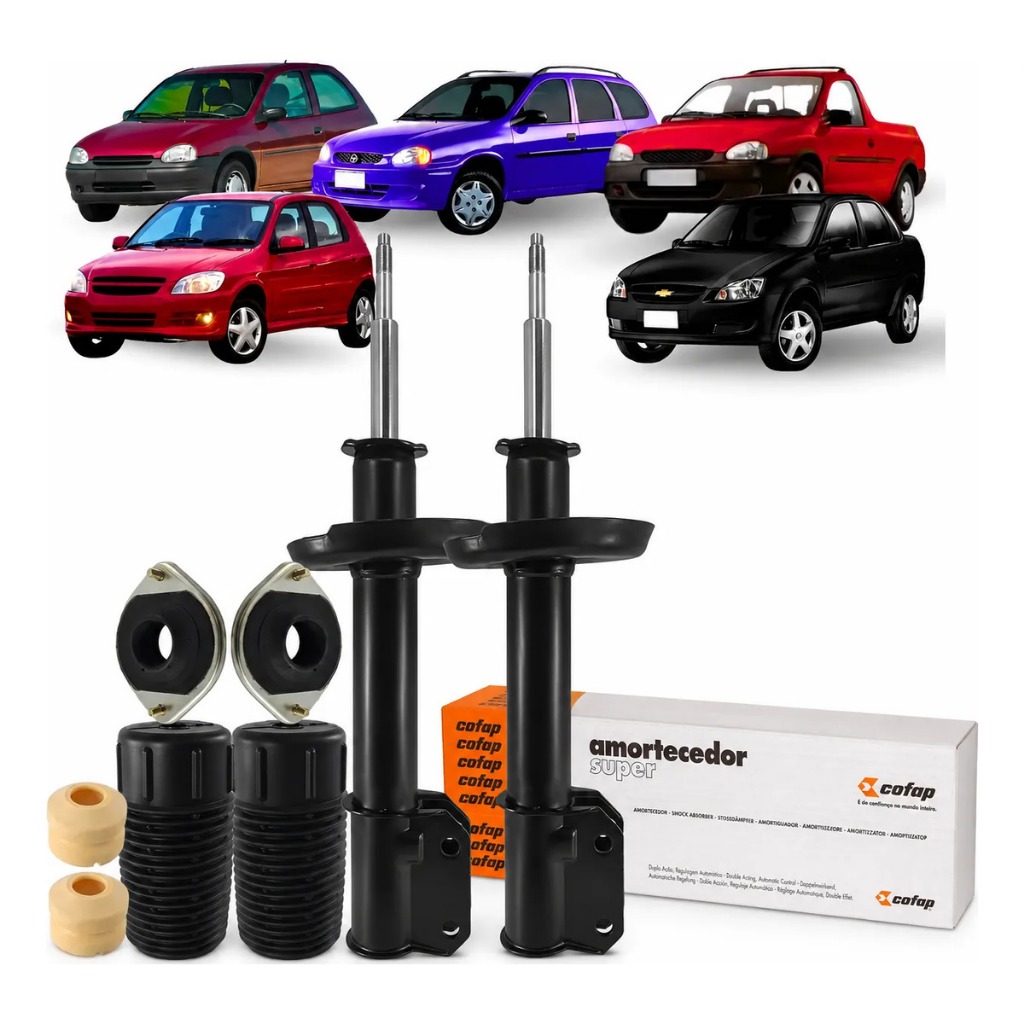 Par Amortecedor Dianteiro Cofap + Kits Corsa Pick Up
