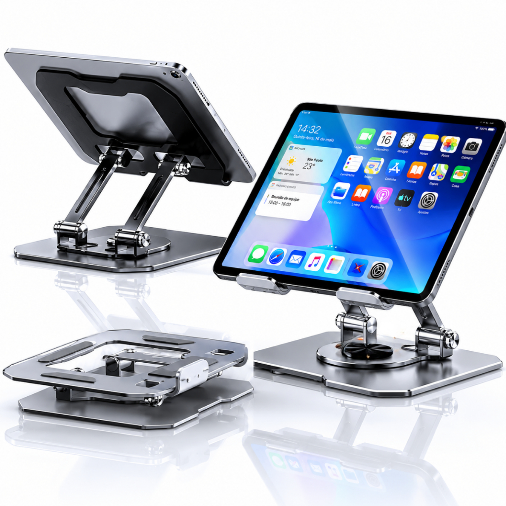 Suporte para Tablet 360° em Base Ajustável e Dobrável Ergonômico Mesa Inclinável