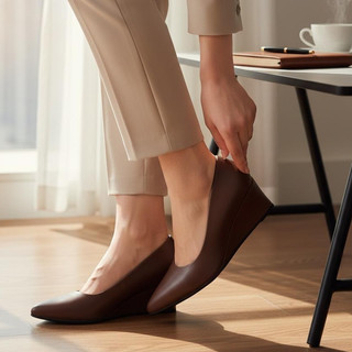 Scarpin Anabela Feminino Nude Bico Fino Elegante Confortável Casual Social Nude Caramelo