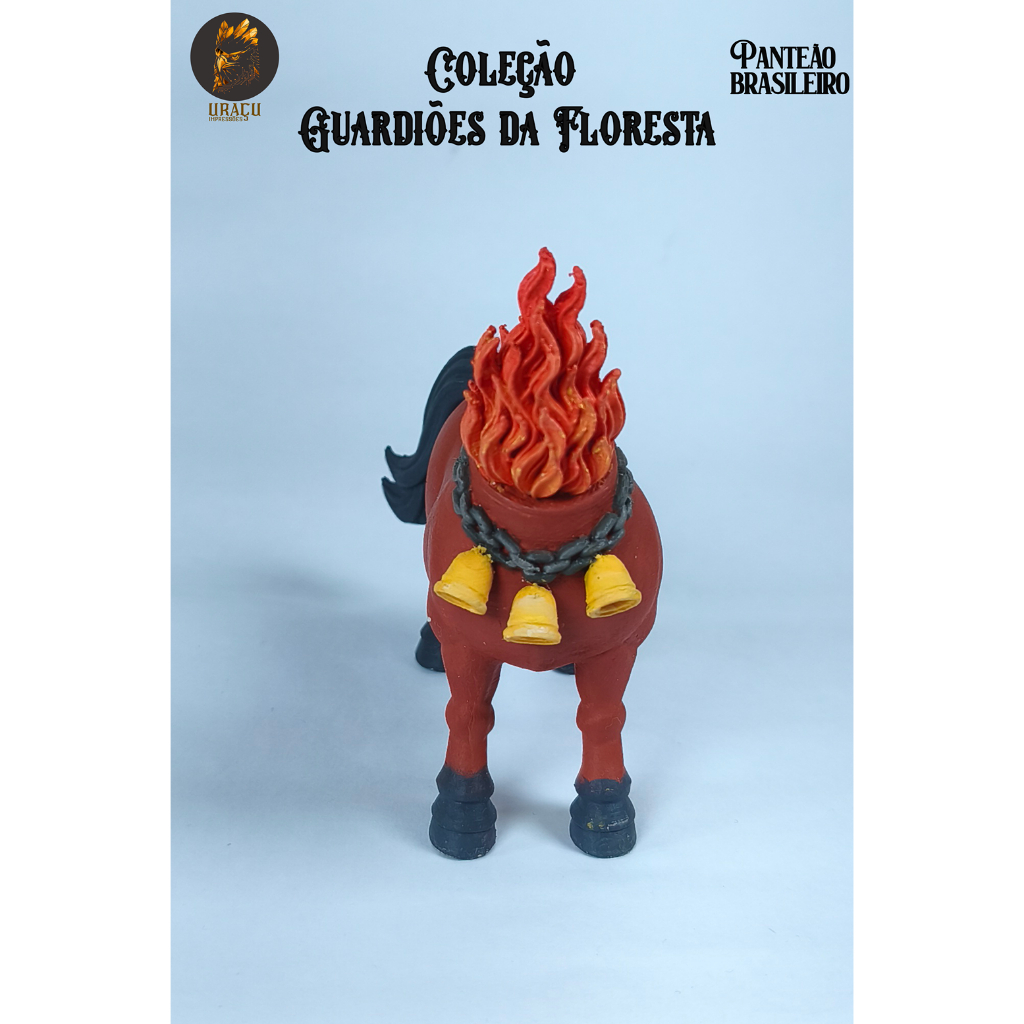 Boneco Miniatura Lenda da Mula sem cabeça impressão 3D Folclore Brasileiro plástico PLA pintura a mão