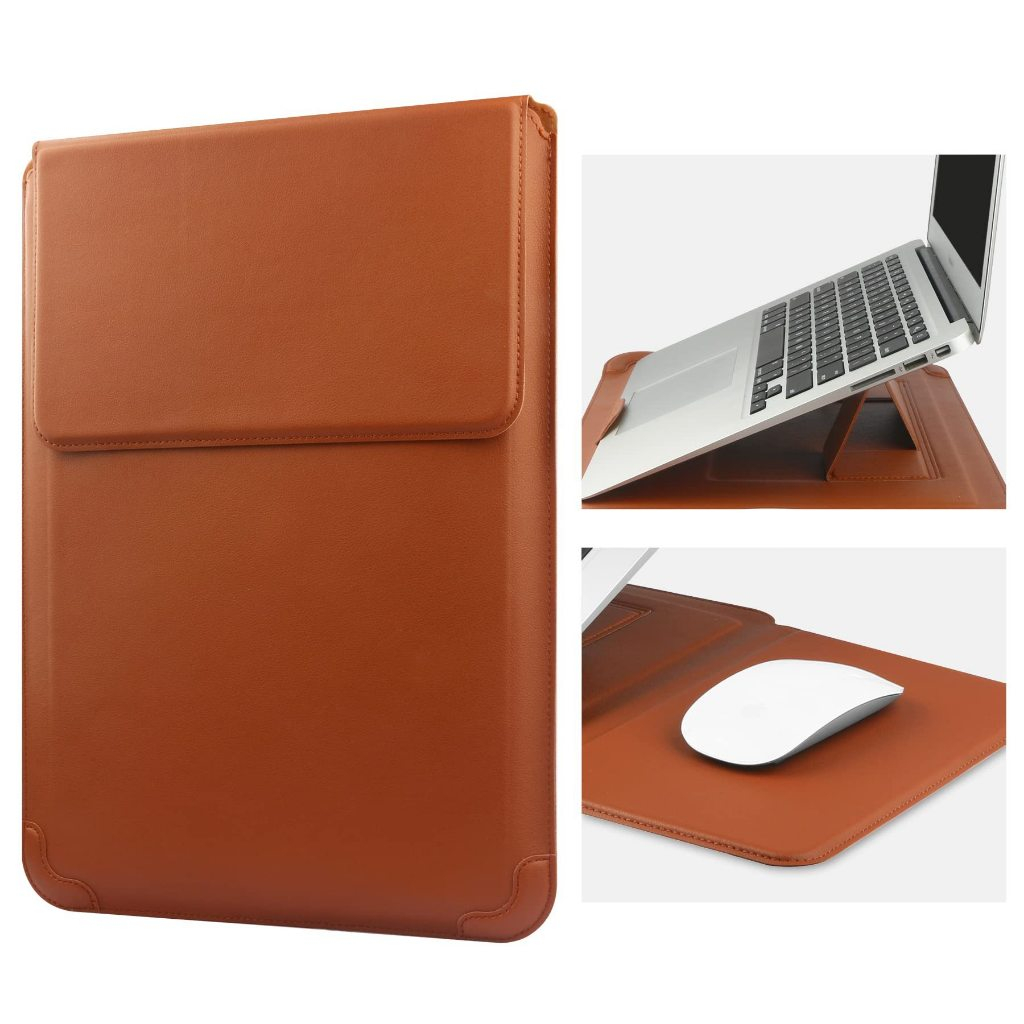 Capa de Couro PU Multiuso 13 a 16 Polegadas, Com Suporte, Ideal para Escritório e Estudo