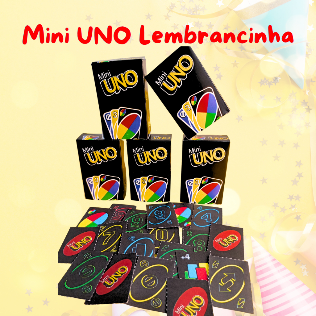 Kit 05/10/15/20 Mini Jogo de cartas Festas Lembrancinha Aniversário Prenda BrindesTipo Mini Uno B