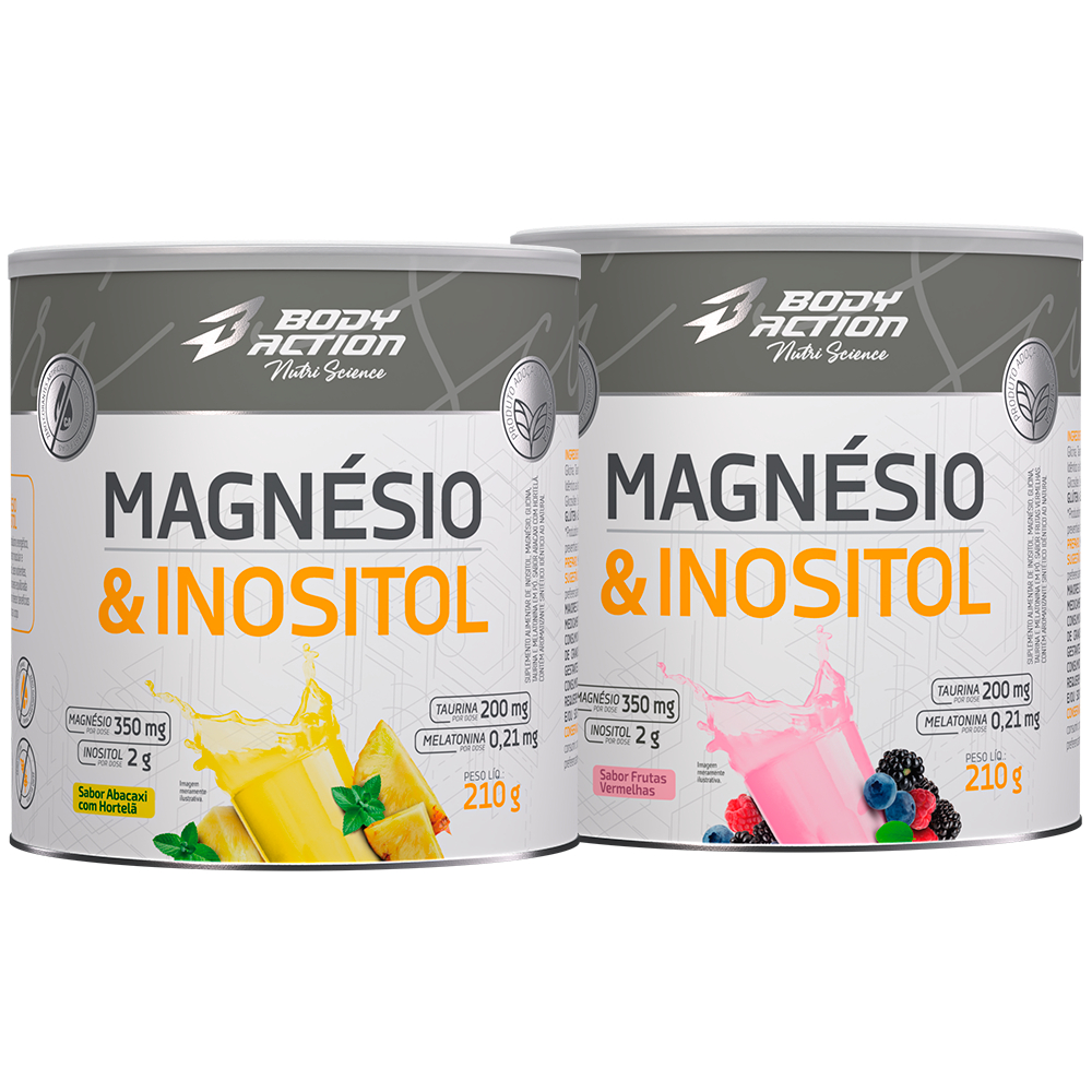 Bodyaction Kit 2x Magnésio & Inositol Pote 210g Cada - Linha Nutri Science - Adoçado com Stevia