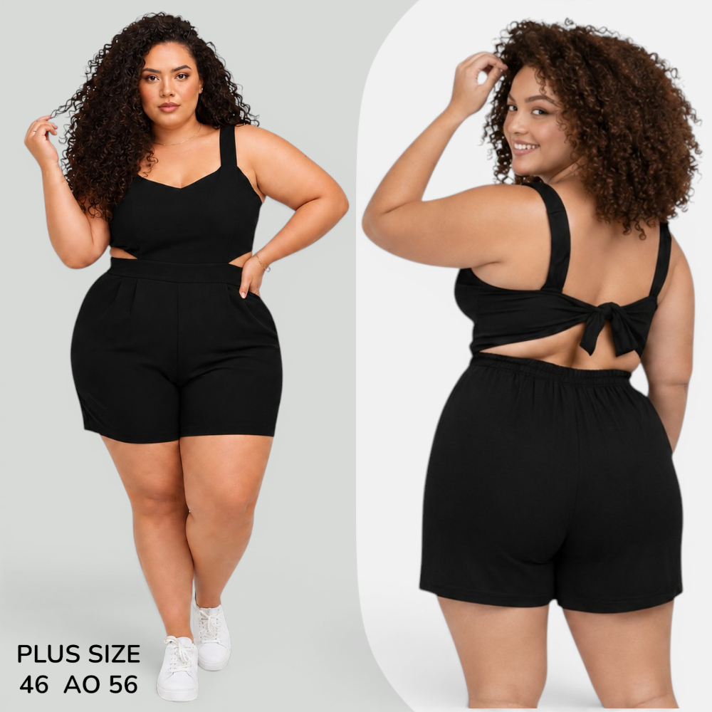 Macaquinho Plus Size Feminino Macacão Feminino Curto Soltinho Macacão Costa Nua Macaquinho Curto Feminino