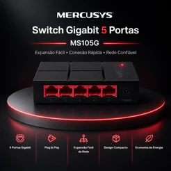 Switch de Mesa - MS105G Com 5 Portas 10/100/1000Mbps Mercusys