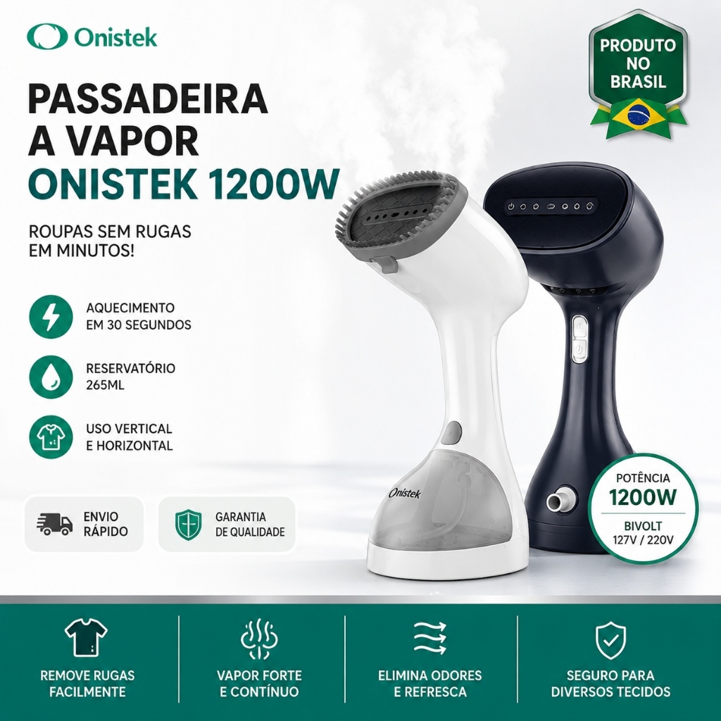 Passadeira A Vapor Onistek 1200W Vaporizador De Roupas Portátil 265ml Bivolt 127V 220V