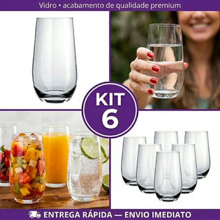 Kit Jogo de 6 Copos Dubai Long Drink 500ml Nadir Figueiredo Vidro Resistente