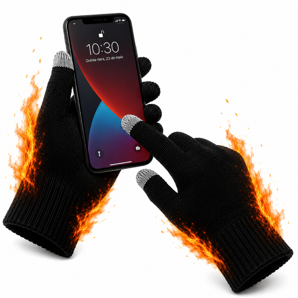 Luva Lã Touch Screen Frio Inverno Confortável Motoqueiro Celular Tablet Quentinha