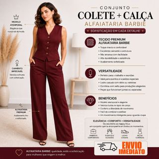 Conjunto na Alfaiataria calça + colete Feminino Elegante para Trabalho social casual