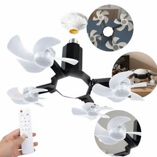 Ventilador Bivolt Teto Lustre LED 3 Temperaturas E27 Silencioso Controle Remoto 4 Mini Hé…