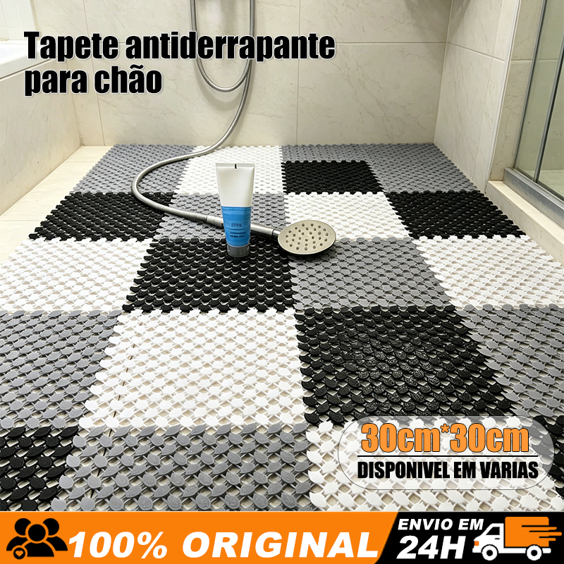 Kit 6 ou 12 Tapetes Modulares 30x30cm Antiderrapante para Banheiro e Vestiário