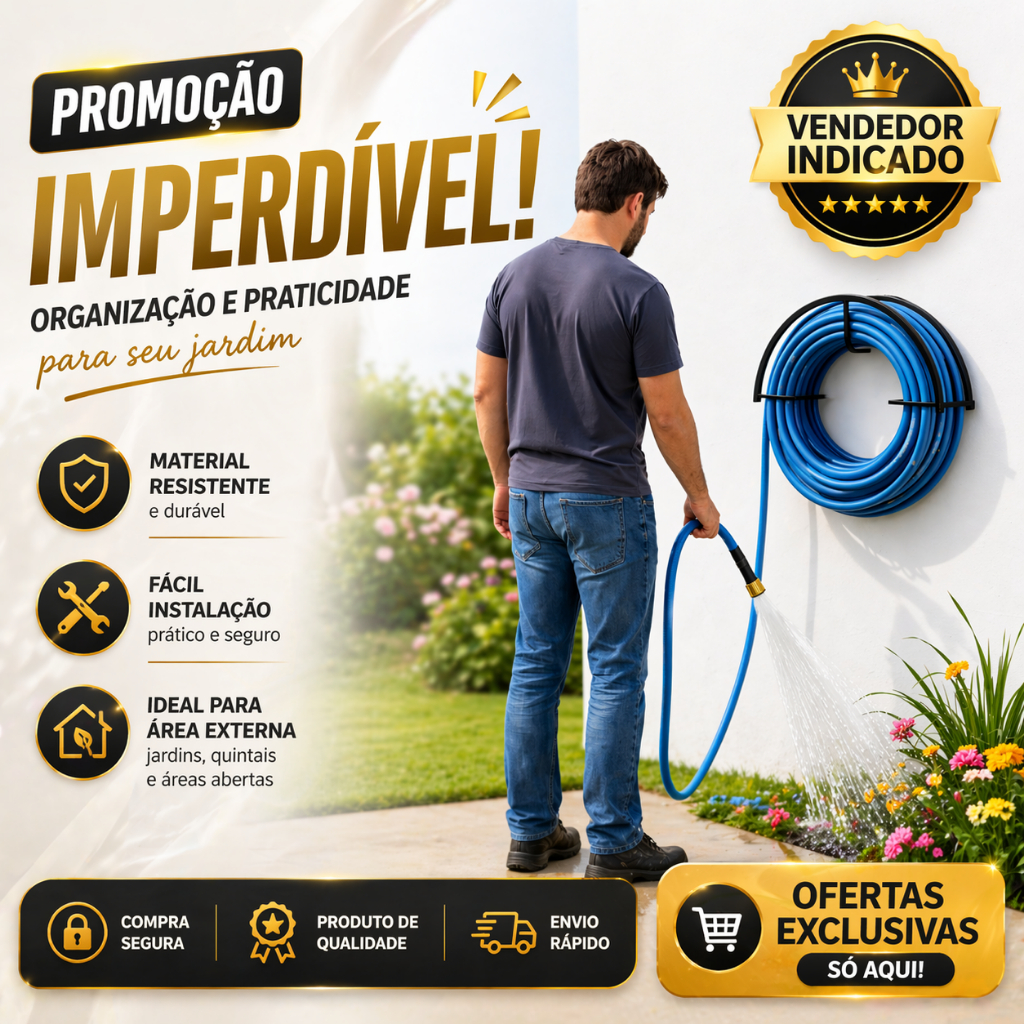 Suporte De Parede Para Mangueira Aço Até 30m Jardim Garagem Oferta Relâmpago Kit