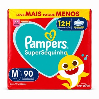 Fralda Pampers SuperSequinha Tam. M - 6 a 10kg 90 Unidades