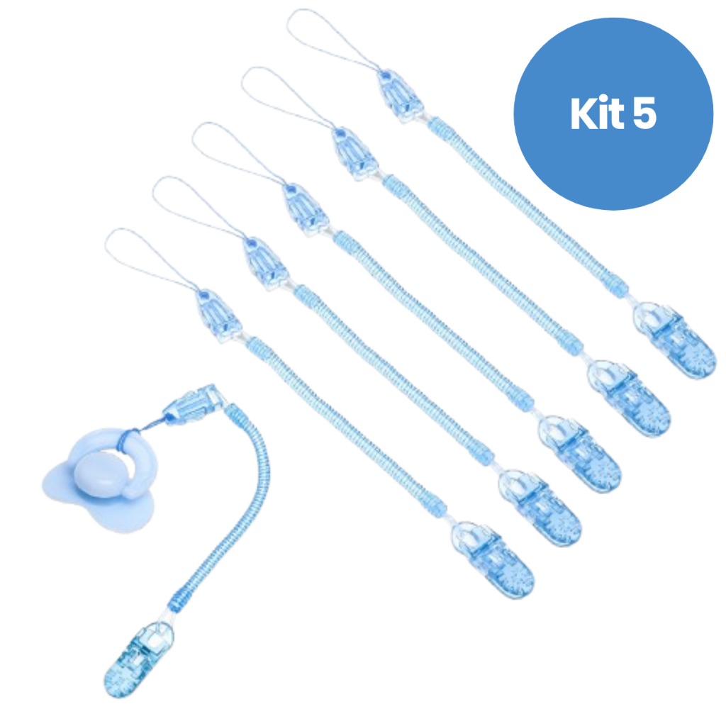 Kit 5 Unidades Prendedor Chupeta Bebe Universal Modelo Mola Facil De Limpar Anti Queda