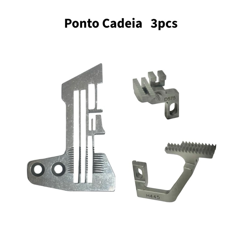 Kit 3 Peças Ponto Cadeia Para Overlock Industrial Chapa/Dente Dianteiro Traseiro