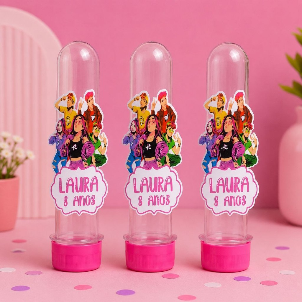 Aplique para Tubete Personalizado Dos Rosas Nome e Idade - Lembrancinha - Festa Infantil