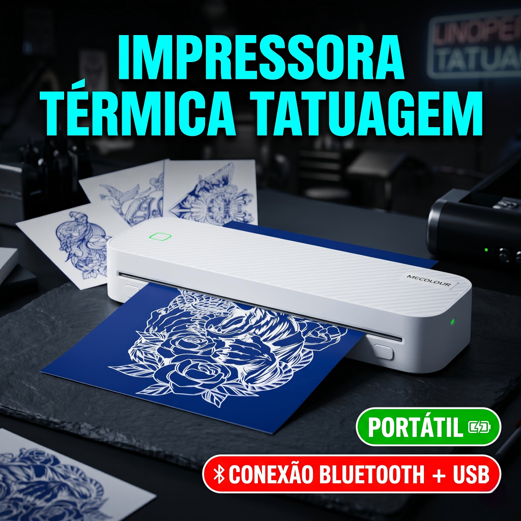 Impressora E De Tatuagem A4 2en1 Bluetooth USB Portátil Impressora Para Decalque Tatuagem Tatto Ios Android Windows