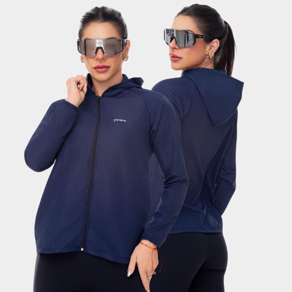Jaqueta Corta Vento Feminina Capuz Bolso Ziper Casual Esporte Treino Academia Caminhada Corrida Ciclista Camping