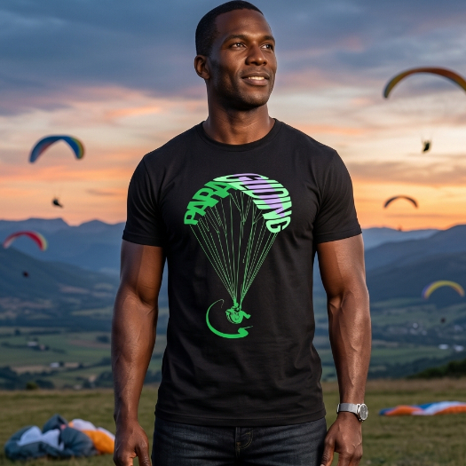 Camiseta Parapente Adventure Unissex Estampa Natureza Outdoor Trilha Camping Viagem Casual.