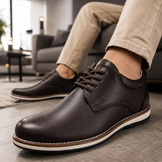 Sapato Masculino Social Couro Sintético Oxford Elegante E Durável Derby Casual Presente Dia Dos Pais