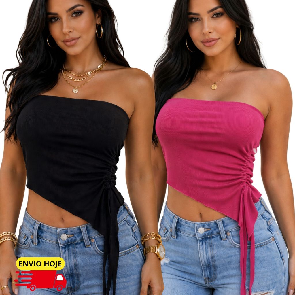 Blusa Cropped Tomara Que Caia Canelada Com Bojo Tamanho Único M