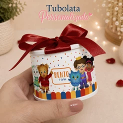 KIT TUBOLATA PERSONALIZADA 5X6-DANIEL TIGRE-LEMBRANCINHAS-CHÁ DE BEBE-MATERNIDADE-ANIVERSÁRIO