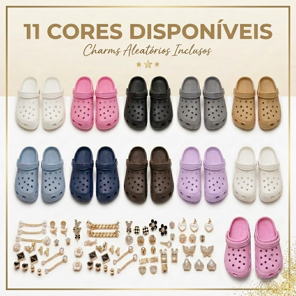 Sandalia Feminina EVA Confortavel comPingentes Aleatorios Luxo AntiderrapanteLeve Moda Verao Varias Cores
