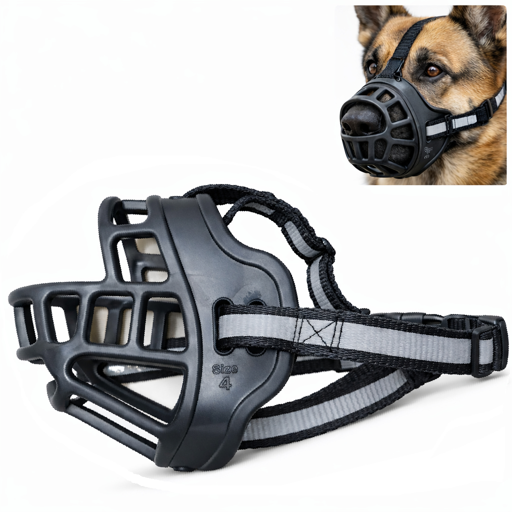 Focinheira Para Pitbull Rottweiller Dobermann Pastor Alemão Bull Terrier Cachorros Grandes Ajustável Silicone