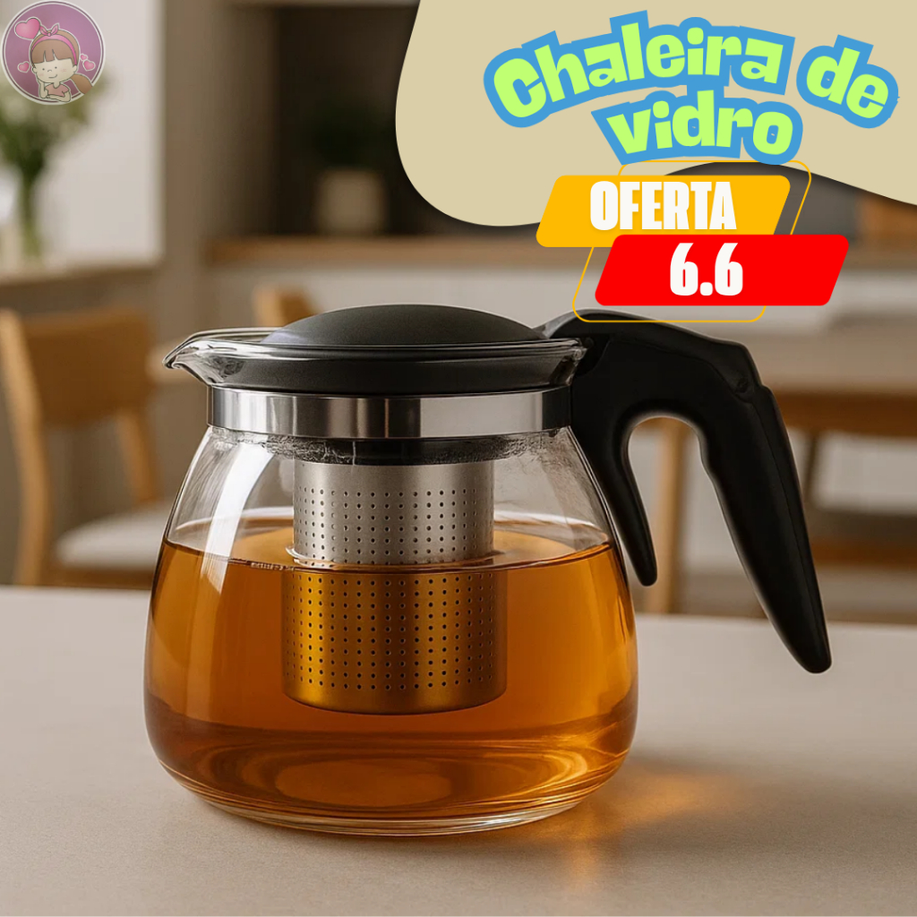 Bule de Vidro com Infusor 350 OU 950ml Compacta Design Moderno Aquecimento Rápido Chá Café Infusão