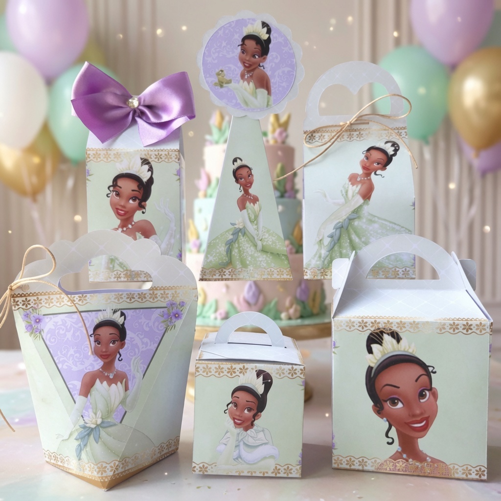 Kit Personalizados Princesa Tiana | Lembrancinhas Festa Tema A Princesa e o Sapo (PEGUE E MONTE)