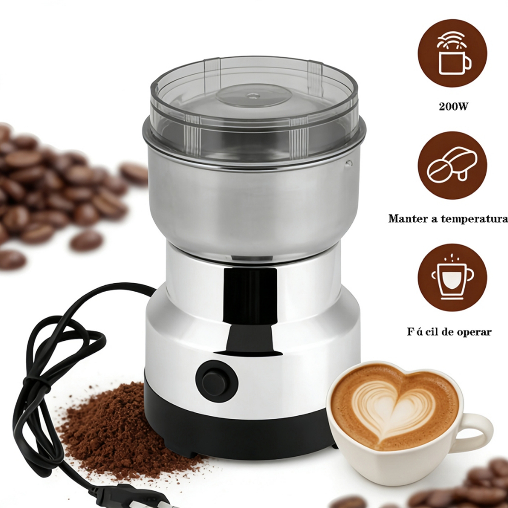 Imagem Moedor Triturador de Grãos Elétrico Inoxidável Processador de Café Ultra Rápido 220v -F5