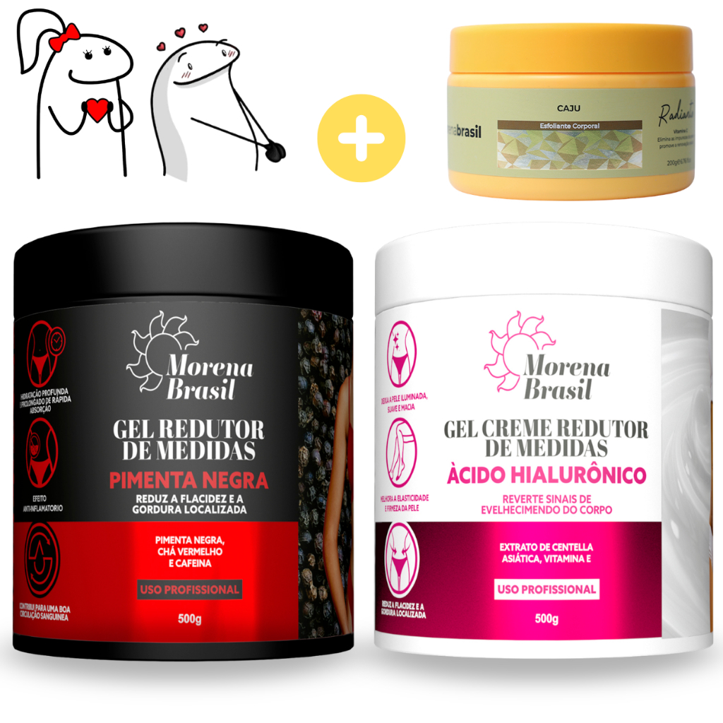 Kit 2X Gel de Massagem Corporal Morena Brasil | Pimenta Negra + Ácido Hialurônico